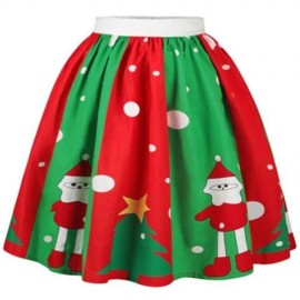 CHRISTMAS SNOWMAN TREE POLKA DOT PRINT SKIRT (COLORMIX)