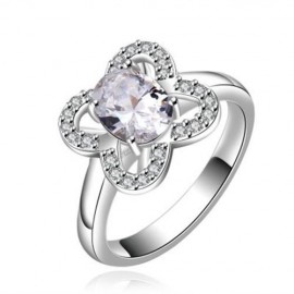 FRESH STYLE FLORAL RHINESTONE EMBELLISHED RING FOR WOMEN (WHITE)