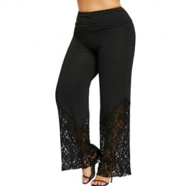 PLUS SIZE LACE TRIM PALAZZO PANTS (BLACK)