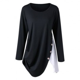 PLUS SIZE TWO TONE ASYMMETRIC T-SHIRT (WHITE AND BLACK)