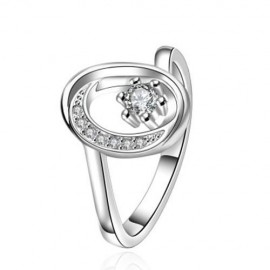 STYLISH LETTER RHINESTONE GLITTER HOLLOW OUT RING FOR WOMEN (WHITE)