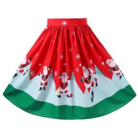 CHRISTMAS PLUS SIZE MIDI SWING SKIRT (RED)