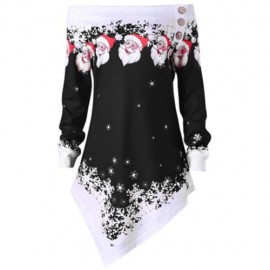 PLUS SIZE CHRISTMAS OFF THE SHOULDER ASYMMETRIC SWEATSHIRT (BLACK)