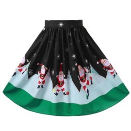 CHRISTMAS PLUS SIZE MIDI SWING SKIRT (BLACK)