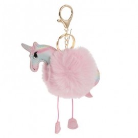 Cute Fluffy Rainbow Horse Keychain (LIGHT PINK)