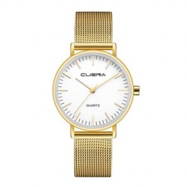 CUENA 6645G WOMEN CASUAL QUARTZ WATCH STAINLESS STEEL BAND WRISTWATCH (WHITE GOLD)