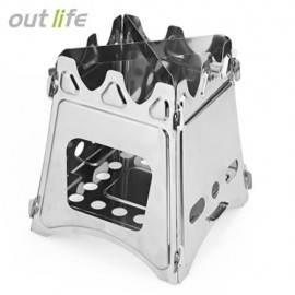 OUTLIFE PORTABLE STAINLESS STEEL LIGHTWEIGHT FOLDING STOVE (SILVER)