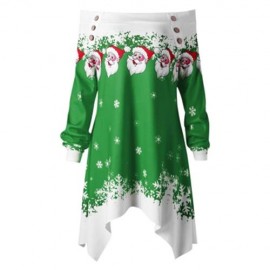 CHRISTMAS PLUS SIZE OFF THE SHOULDER TUNIC TOP (GREEN)