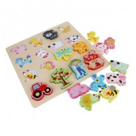 3D Wooden Puzzle Plate Board Cognitive Educational Toy (COLORMIX)