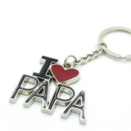 CREATIVE I LOVE PAPA WORD PLATE PENDANT KEY CHAIN (BLACK WITH RED)
