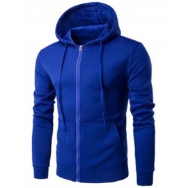 KANGAROO POCKET FULL ZIP FLOCKING HOODIE (BLUE)