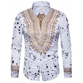 ETHNIC GEOMETRIC SPLATTER PAINT PRINT SHIRT (WHITE)