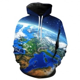 3D EARTH GALAXY PRINT PULLOVER HOODIE (COLORMIX)