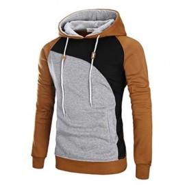COLOR BLOCK RAGLAN SLEEVE FLEECE HOODIE (CAMEL)