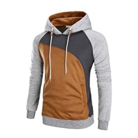 COLOR BLOCK RAGLAN SLEEVE FLEECE HOODIE (GRAY)