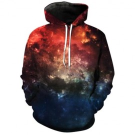 HOODED 3D GALAXY PRINT PULLOVER HOODIE (COLORMIX)