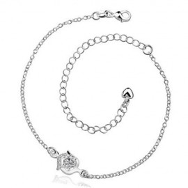 CLASSIC GEOMETRIC RHINESTONE SOLID COLOR HOLLOW OUT WOMEN'S ANKLET (WHITE)