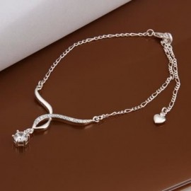 TRENDY ROUND CRISS-CROSS RHINESTONE WOMEN'S ANKLET (WHITE)