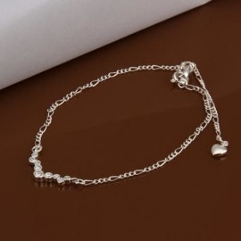 CLASSIC SPLICED RHINESTONE SOLID COLOR HOLLOW OUT WOMEN'S ANKLET (WHITE)