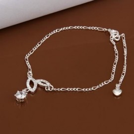 TRENDY GEOMETRIC RHINESTONE EMBELLISHED HOLLOW OUT SOLID COLOR ANKLET FOR WOMEN (WHITE)