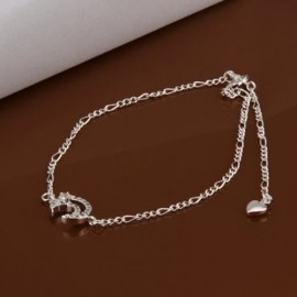 CHIC MOON SHAPE SOLID COLOR HOLLOW OUT ANKLET FOR WOMEN (WHITE)