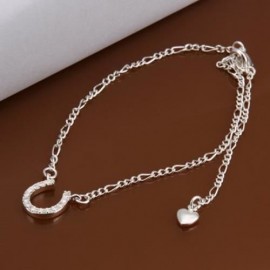 FASHIONABLE U-SHAPE EMBELLISHED SOLID COLOR HOLLOW OUT WOMEN'S ANKLET (WHITE)