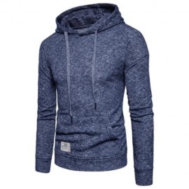 KNITTED DROP SHOULDER DRAWSTRING PULLOVER HOODIE (CADETBLUE)