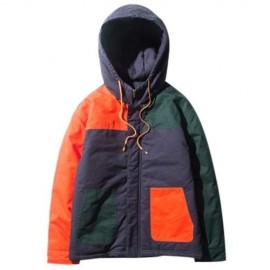 COLOR BLOCK PANEL ZIP UP PADDED JACKET (JACINTH)