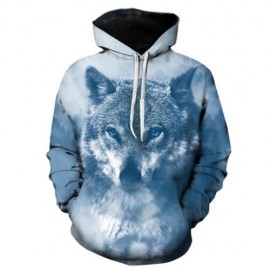 HOODED 3D WOLF PRINT PULLOVER HOODIE (COLORMIX)
