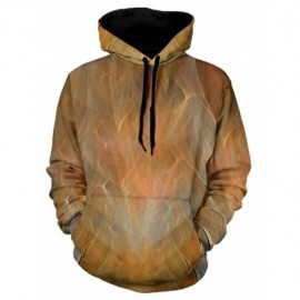 3D PRINT PULLOVER KANGAROO POCKET HOODIE (ORANGE)