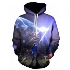 3D EARTH FIGURE PRINT PULLOVER HOODIE (COLORMIX)