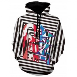 KANGAROO POCKET GRAPHIC PRINT STRIPE HOODIE (COLORMIX)
