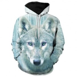 3D WOLF PRINT PULLOVER HOODIE (COLORMIX)