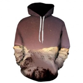 3D SNOW MOUNTAIN GALAXY PRINT PULLOVER HOODIE (COLORMIX)
