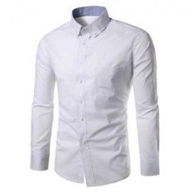 SLIM FIT BUTTON DOWN CASUAL SHIRT (WHITE)