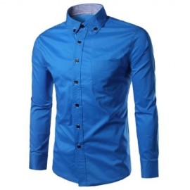 SLIM FIT BUTTON DOWN CASUAL SHIRT (LIGHT BLUE)