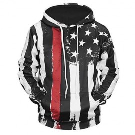 KANGAROO POCKET DISTRESSED AMERICAN FLAG HOODIE (COLORMIX)
