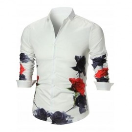 BUTTON UP FLOWER PRINTED SHIRT (WHITE)