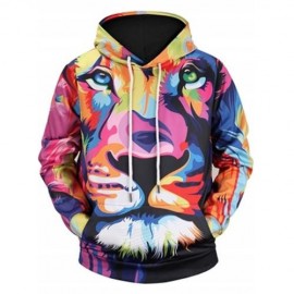 COLORMIX LION PRINT KANGAROO POCKET HOODIE (COLORMIX)