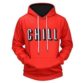 KANGAROO POCKET CHILL PRINT HOODIE (RED)