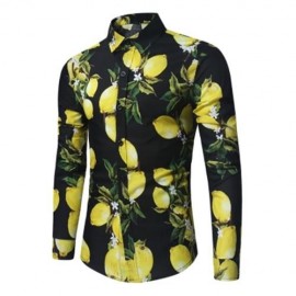 LEMON PRINT LONG SLEEVE SHIRT (BLACK)