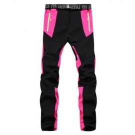WATERPROOF WARM OUTDOOR SOFT SHELL PANTS FOR WOMEN (BLACK   ROSE RED)