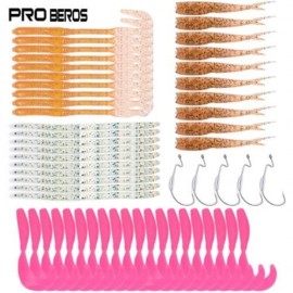 PRO BEROS 55PCS / SET WORM FISHING LURE BAIT FISH HOOK TACKLE (MULTI)