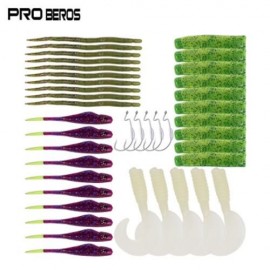PRO BEROS 40PCS / SET SOFT WORM FISHING LURE BAIT FISH HOOK (MULTI)