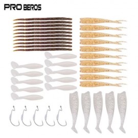 PRO BEROS 40PCS / KIT SOFT WORM FISHING LURE BAIT FISH HOOK (MULTI)