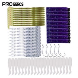 PRO BEROS 55PCS / KIT WORM FISHING LURE BAIT FISH HOOK TACKLE (MULTI)