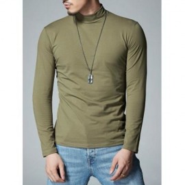 MOCK NECK STRETCH LONG SLEEVE TEE (ARMY GREEN)