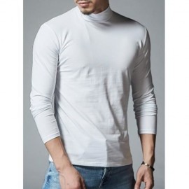 MOCK NECK STRETCH LONG SLEEVE TEE (WHITE)