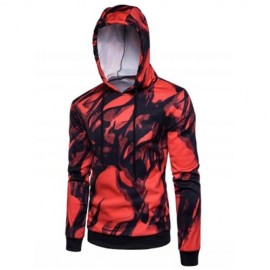 HOODED 3D INK WASH PAINTING PULLOVER HOODIE (RED)