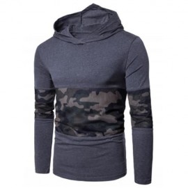 HOODED MESH CAMOUFLAGE PANEL T-SHIRT (DEEP GRAY)